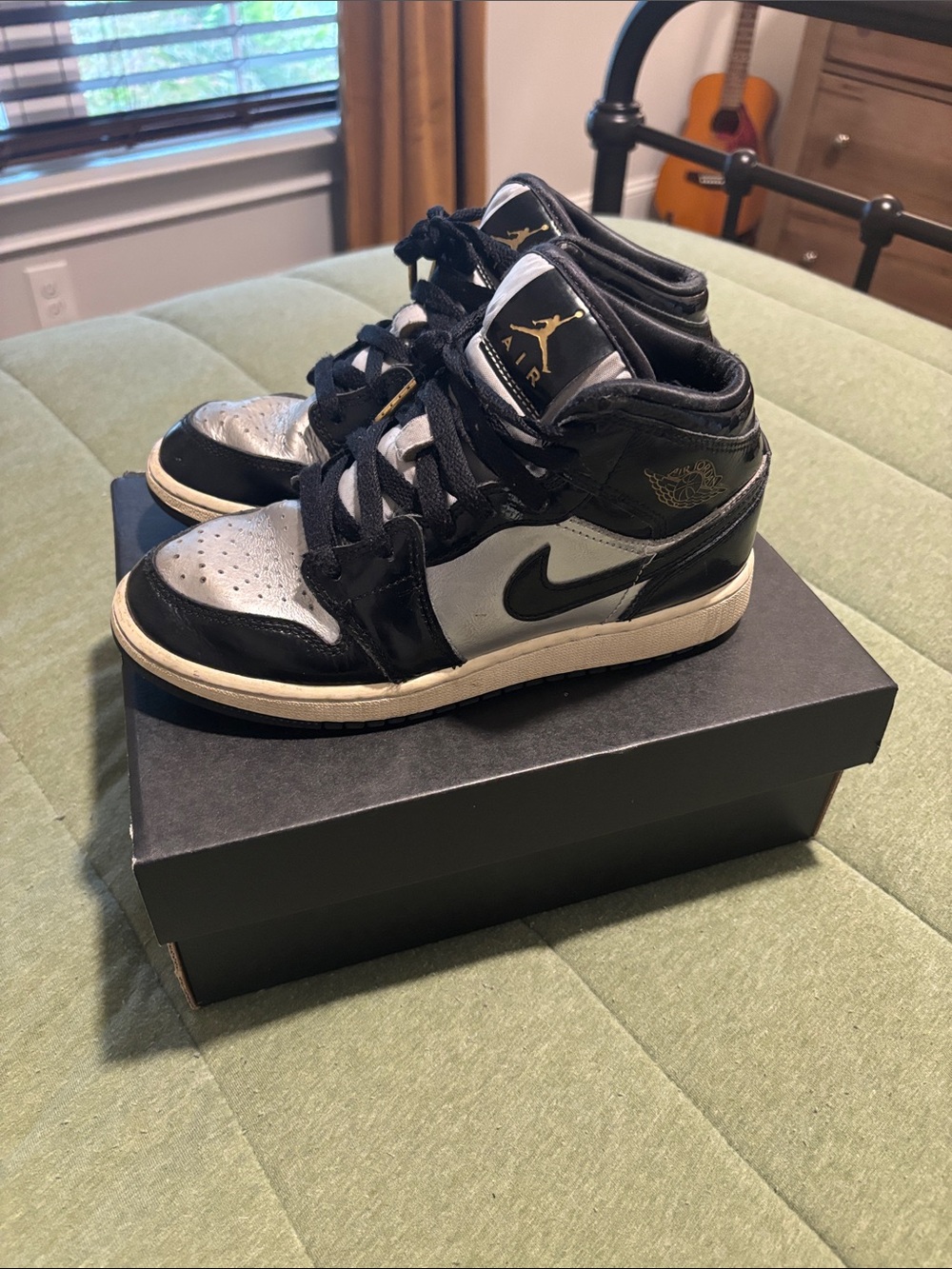 Air Jordan Kids' Black metallic gold High-Top Sneakers